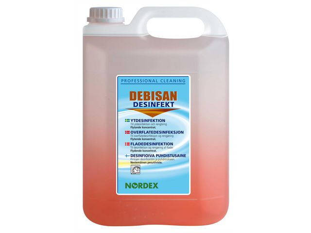 NORDEX Desinfektionsmedel Debisan Desinfekt, rött, oparfymerat, 5l, st