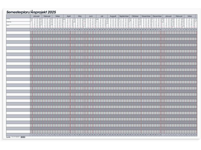 Burde Kalender 2025 Semesterplan/Årsprojekt whiteboard, st