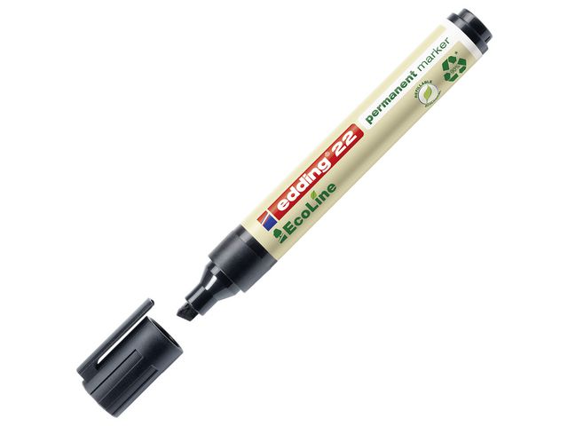 edding Märkpenna permanent, 22 EcoLine, snedskuren spets, 1–5 mm linjebredd, svart, st