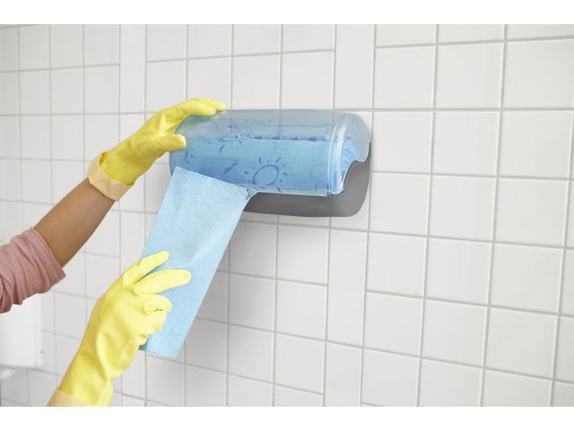 Vileda Svampduk, Quick 'n Dry, bomull och cellulosa, 250 mm x 10 m, blå, rulle om 10 m