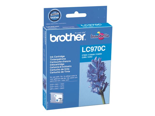 Brother Bläckpatron LC970 C, LC-970C, Innobella™-bläck, cyan, singelförpackning, st