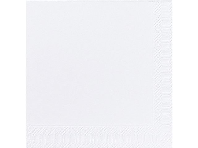 Duni Engångsservett, 3-lagers, enfärgad, ¼-vikt, 40 cm, vit, fp om 125 st