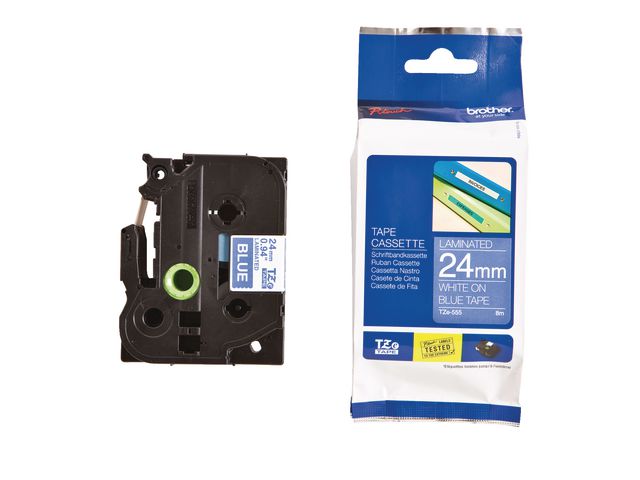 Brother Tape TZE555 24mm vit på blå, st