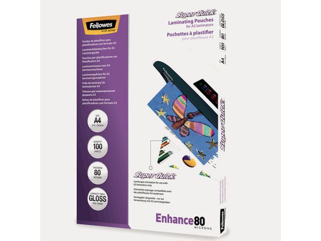 Fellowes Laminat A4 80mic Quick, fp om 100 st