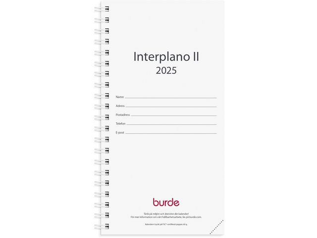 Burde Kalender 2025 Interplano II refill, st