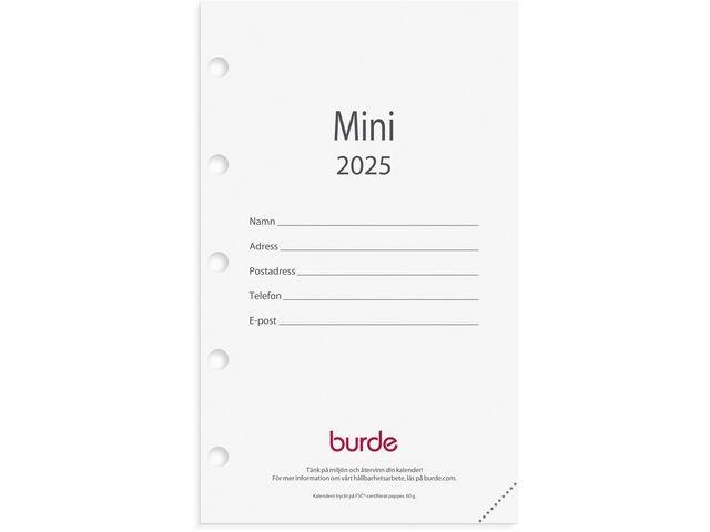 Burde Kalender 2025 Mini kalendersats, st