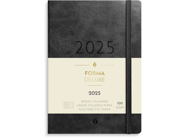 Burde Kalender 2025 Liten Veckokalender Forma Deluxe svart, st