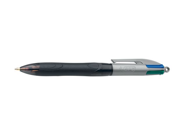 BIC® Kulpenna 4 Colours Grip med gummigrepp 1,0mm blå, svart, röd och grön, st
