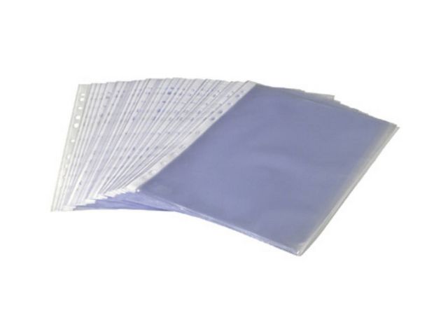 Plastficka, A4, stansad, 80 mikrometer, polypropylen, jämn, 11 hål, präglad, st