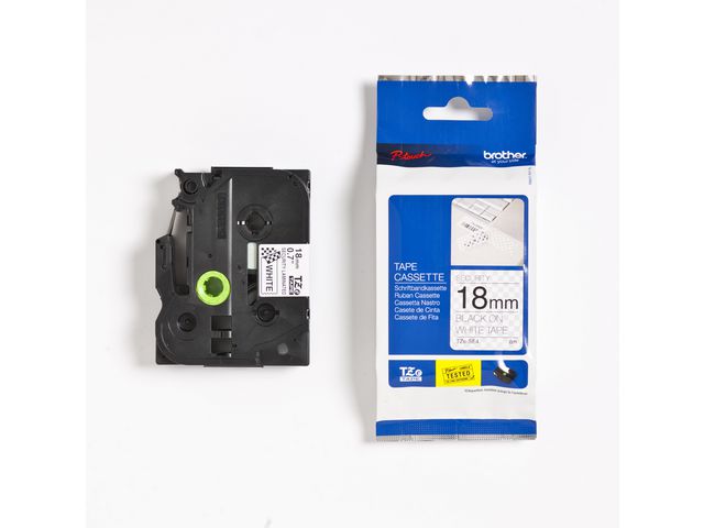 Brother Tape TZESE4 18mm svart på vit, st
