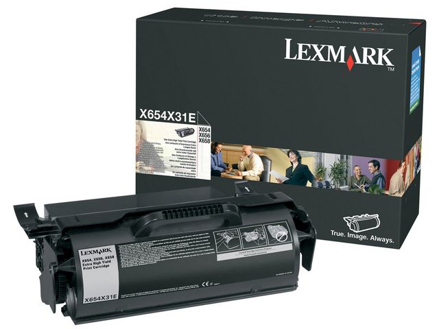 Lexmark Toner, svart, singelförpackning, X654X31E, st