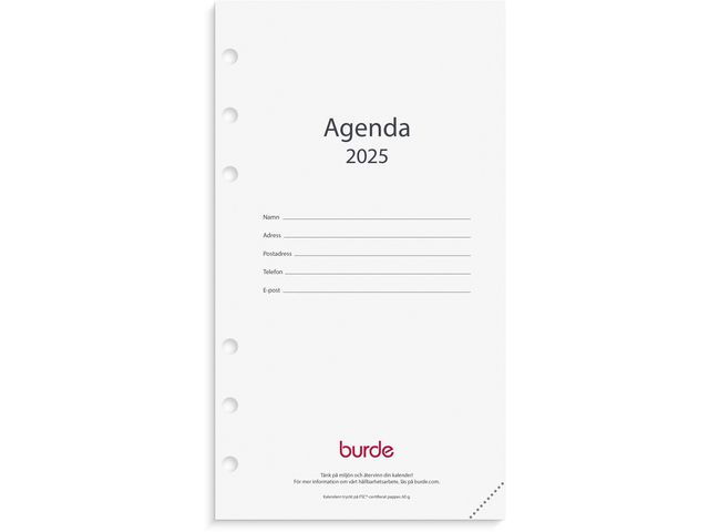 Burde Kalender 2025 Regent kalendersats Agenda, st