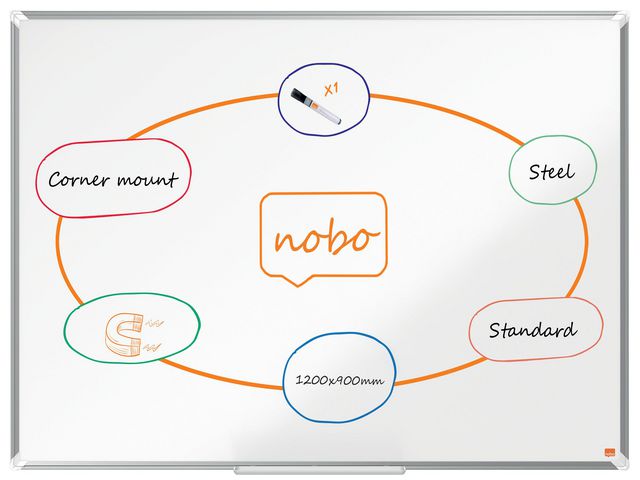 Nobo Whiteboardtavla premium stål 120x90 cm, st
