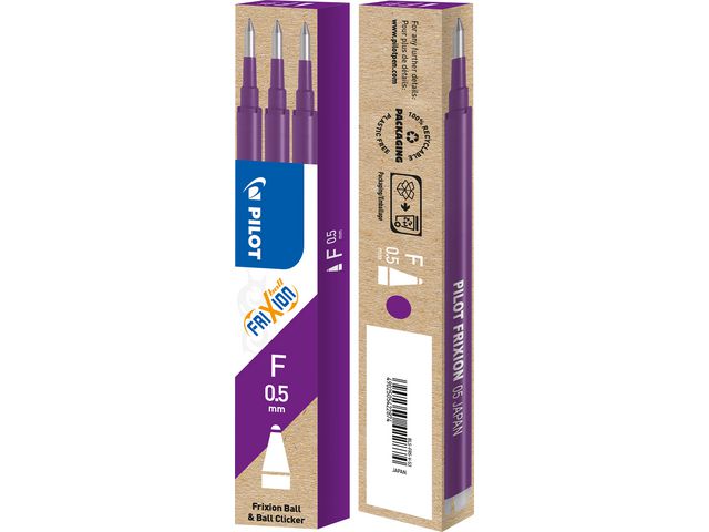 Pilot Refill Frixion 0,5mm violett 3/FP, fp om 3 st