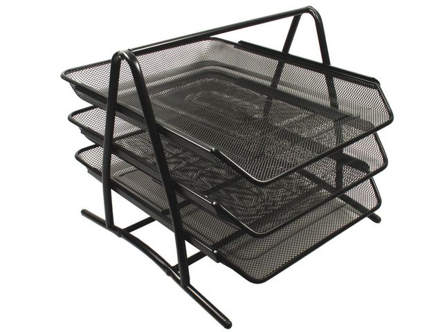 Brevkorg metall 3-facks svart, st