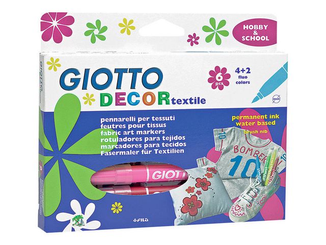 GIOTTO Textilfärgpenna Decor, fp om 6 st