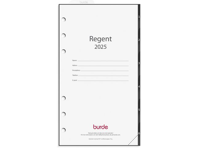 Burde Kalender 2025 Regent grundsats, st