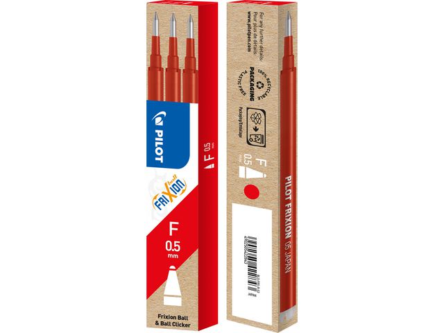 Pilot Refill Frixion 0,5mm röd 3/FP, fp om 3 st
