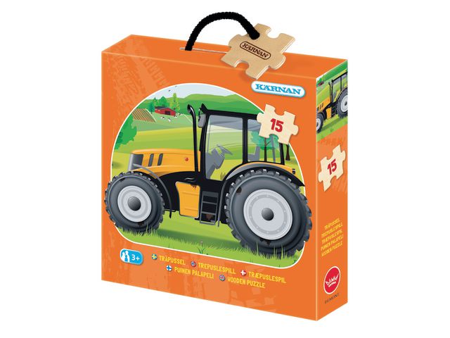 KÄRNAN Träpussel Traktor 15 bitar, st