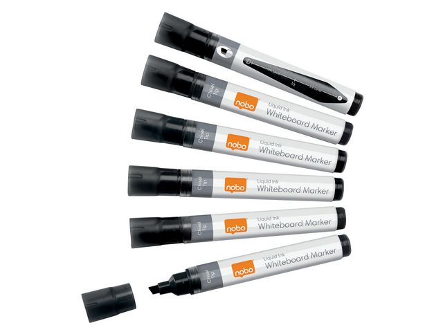 Nobo Whiteboardpenna Liquid sned svart, fp om 10 st