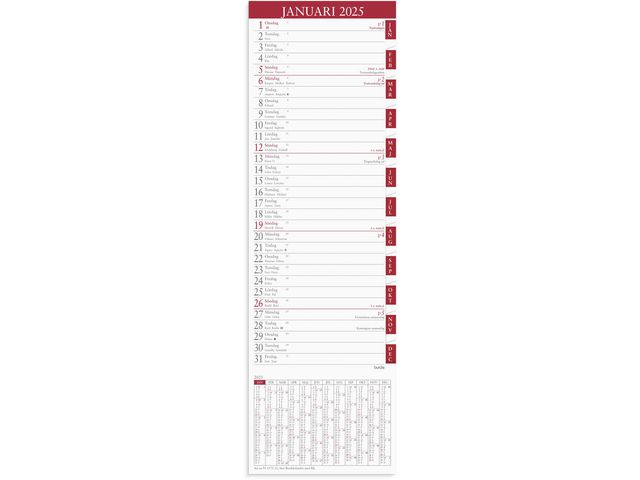 Burde Kalender 2025 Stor Bordskalender flik, st