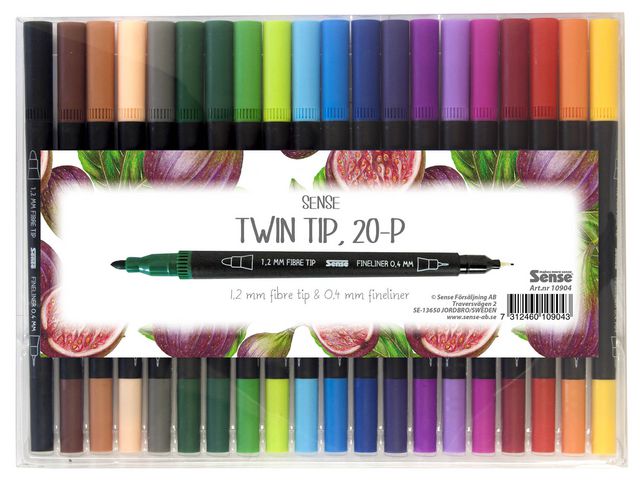 Sense Fineliner dubbelspets, fp om 20 st