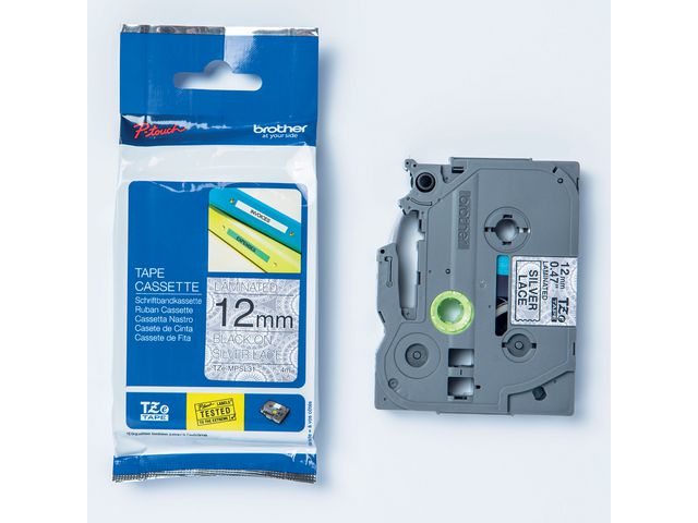 Brother Tape TZEMPSL31 12mm svart på silver, st