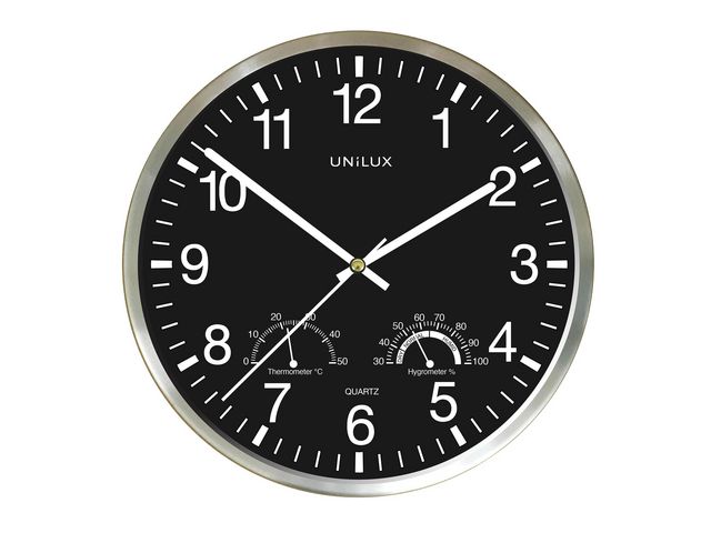 Unilux Väggklocka UNILUX Wetty ø30 cm svart, st
