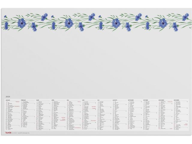 Burde Kalender 2025 Skrivunderlägg Blomster, st