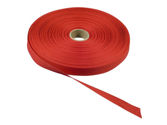 Bomullsband 50mx13mm röd, rulle om 50 m