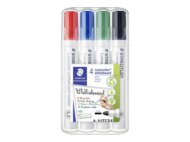 STAEDTLER Lumocolor Whiteboardpenna Lumocolor® 2 mm, olika färger, förpackning med 4, fp om 4 st