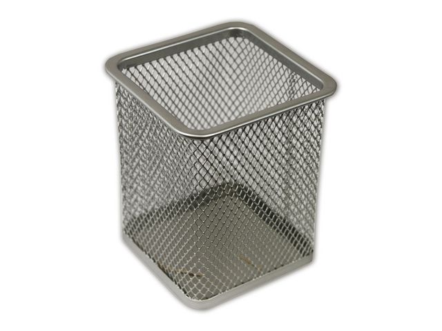 Pennhållare, fyrkantig, metalliskt nät, 80 x 100 mm, silver, st