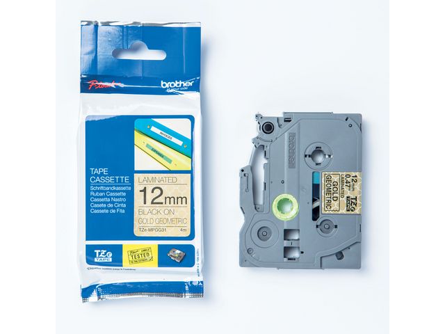 Brother Tape TZEMPGG31 12mm svart på guld, st