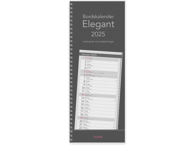 Burde Kalender 2025 Bordskalender Elegant spiral, st