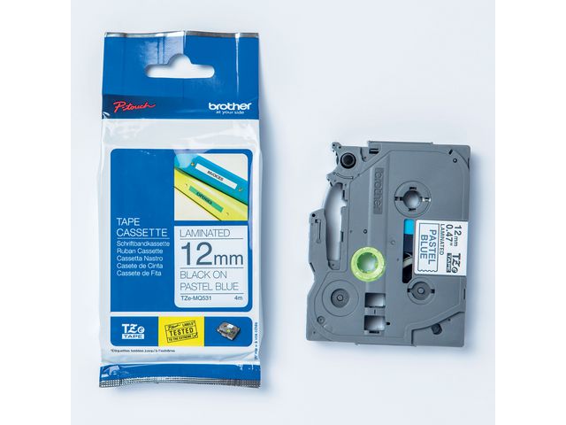 Brother Tape TZEMQ531 12mm svart på blå, st