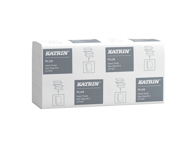 KATRIN Pappershandduk Plus Z-vikt Non Stop M 2-lagers vit, blad 2835 st