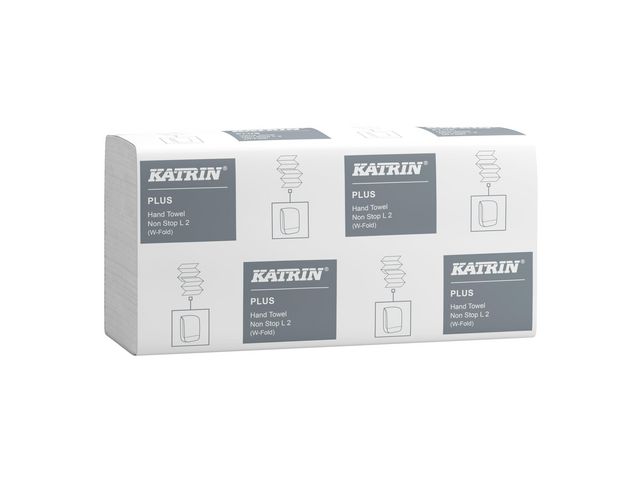 KATRIN Pappershandduk Plus W-vikt Non Stop L 2-lagers vit, blad 2100 st