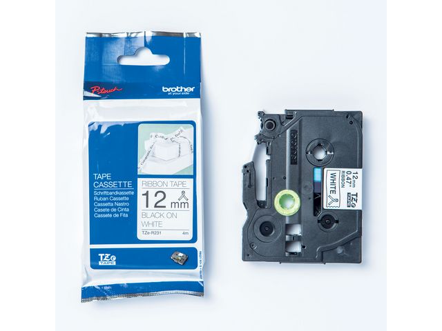 Brother Tape TZER231 12mm svart på vit, st