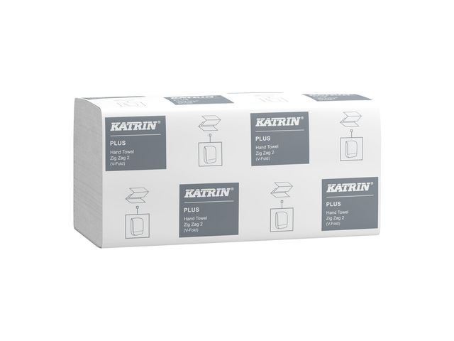 KATRIN Pappershandduk Plus V-vikt Zig Zag 2-lagers vit, fp om 20 x 200 st