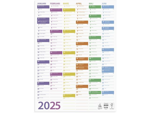Burde Väggkalender 2025 Väggblad Trend, st