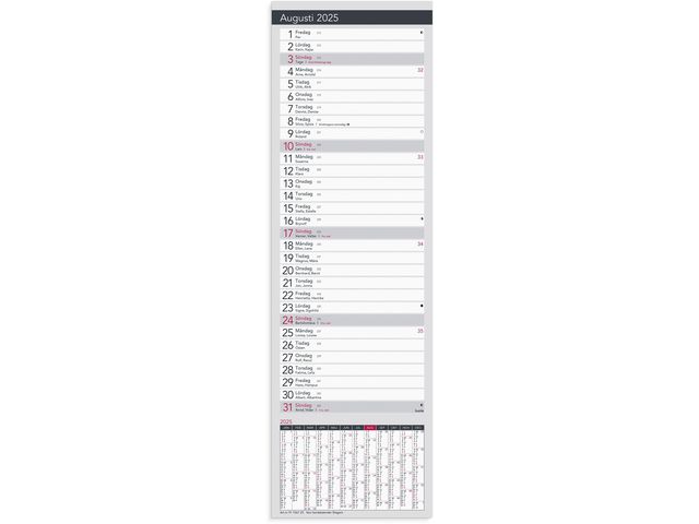 Burde Kalender 2025 Stor Bordskalender Elegant, st