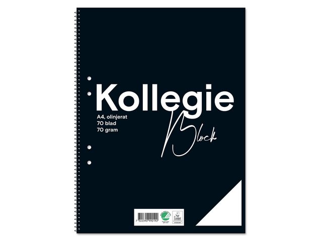 Kollegieblock A4 70g 70 blad olinjerat hålat, st