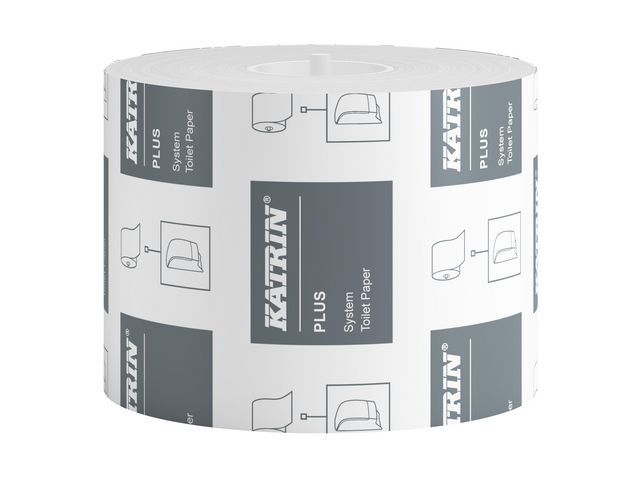 KATRIN Toalettpapper Plus System 2-lagers vit, rulle om 86.6 m