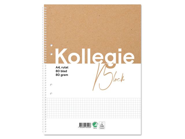 Kollegieblock A4 80g 80 blad rutat hålat, st