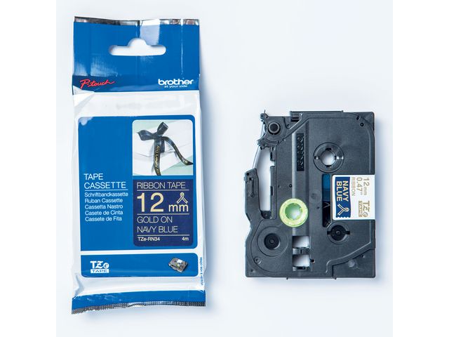 Brother Tape TZERN34 12mm guld på blå, st