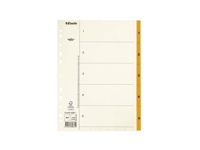 Esselte Pappregister Servo A4 1-5 orange, st