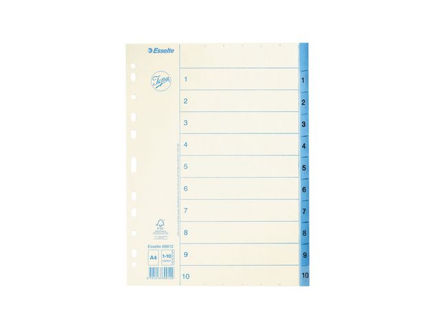 Jopa Pappersregister, kraft, 10 delar, 1-10, A4, vit, st