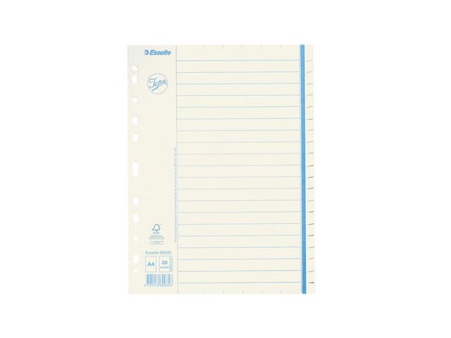 Jopa Pappersregister, otryckt, kraft, 20 delar, A4, vit, st