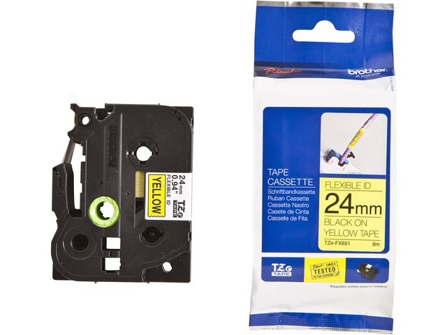 Brother Tape TZEFX651 24mm svart på gul, st