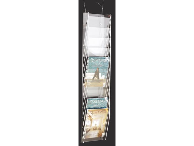 Broschyrställ, monterbart, 10 fack, A4, 120 x 25 x 11 cm, transparent, st